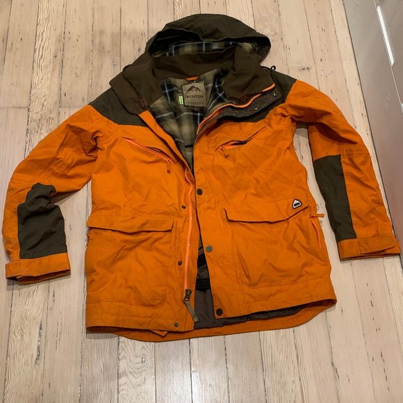 Burton Snowboard Jacket Large Orange Brown Dryride Performance - Picture 1 of 15